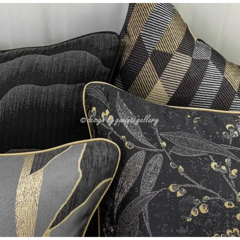 Oriental gold floral jacquard pillow cover living room art case
