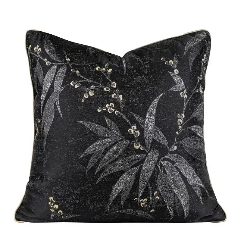 Oriental gold floral jacquard pillow cover living room art case