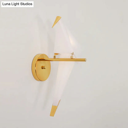 DecorBites™ Origami Bird LED Wall Sconce in Gold: Warm/White Bedroom Lighting Fixture