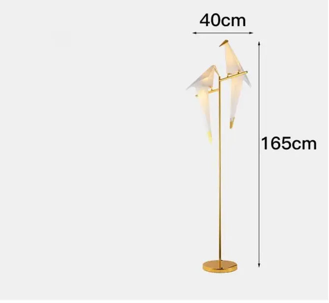 Origami crane bird design led pendant light dining room white gold