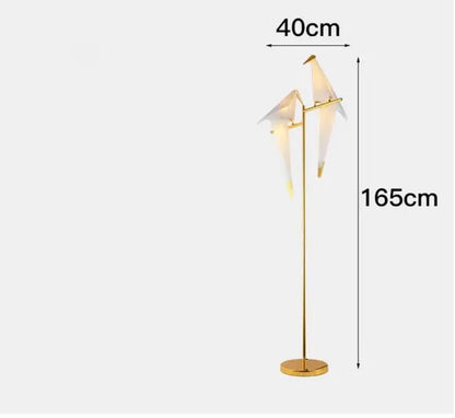Origami crane bird design led pendant light dining room white gold
