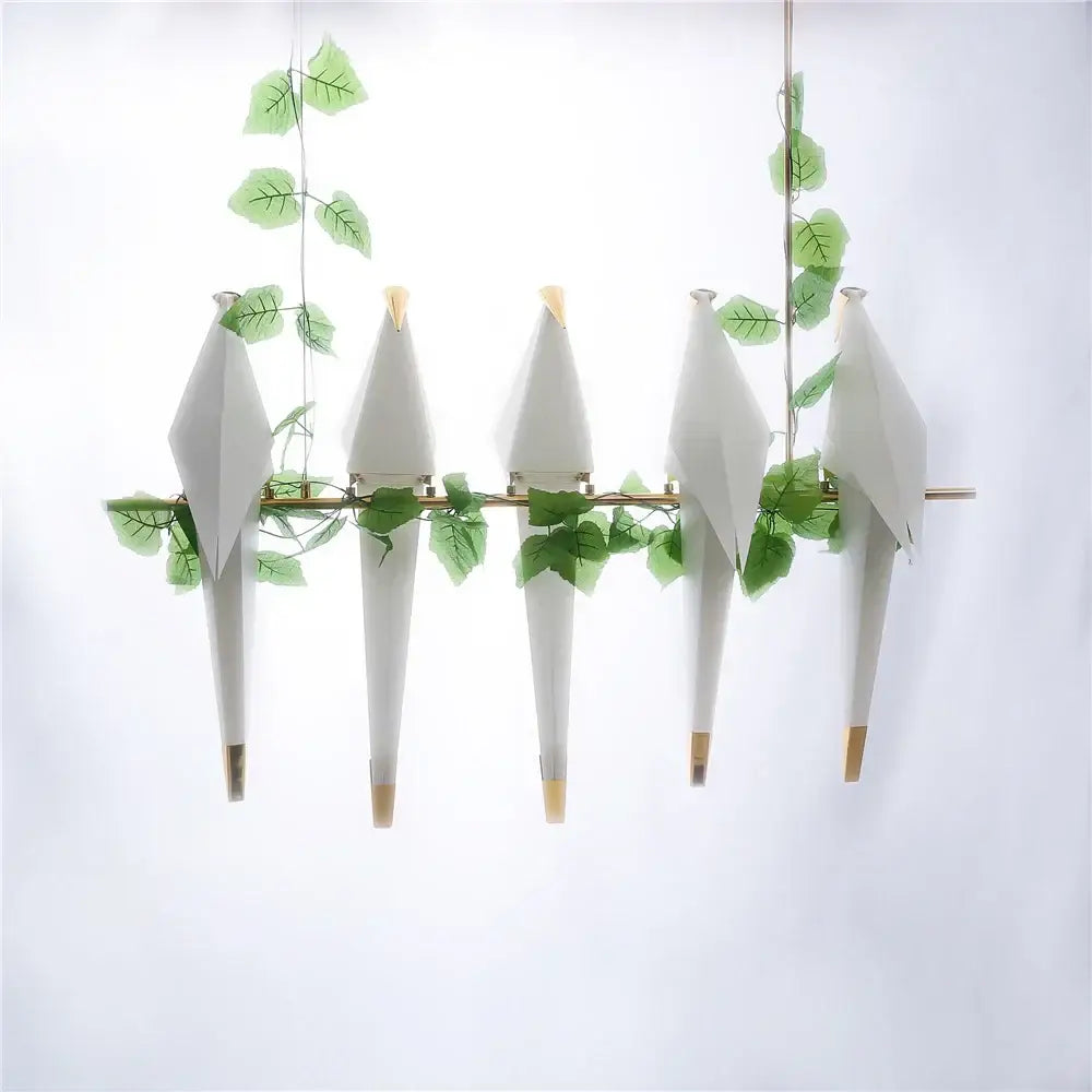 Origami crane bird design led pendant light dining room white gold