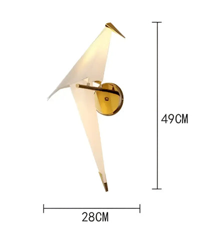 Origami crane bird design led pendant light dining room white gold