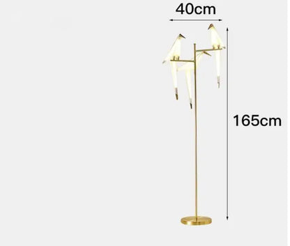 Origami crane bird design led pendant light dining room white gold