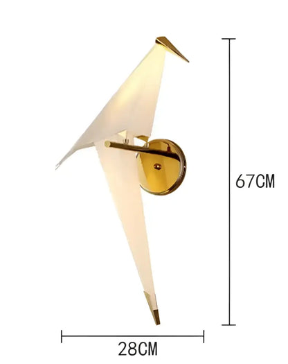 Origami crane bird design led pendant light dining room white gold