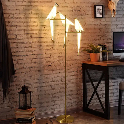 Origami gold bird led floor lamp for living room