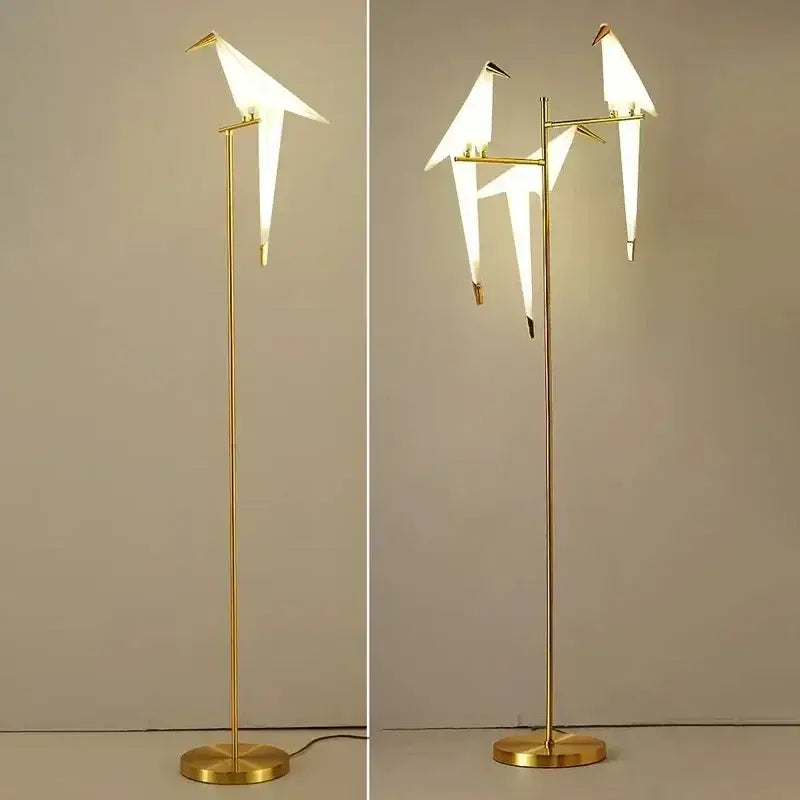 Origami gold bird led floor lamp for living room