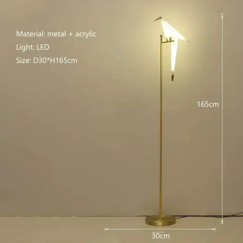 Origami gold bird led floor lamp for living room