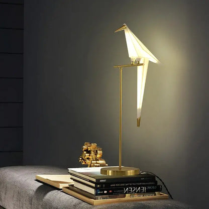 Origami gold bird led floor lamp for living room