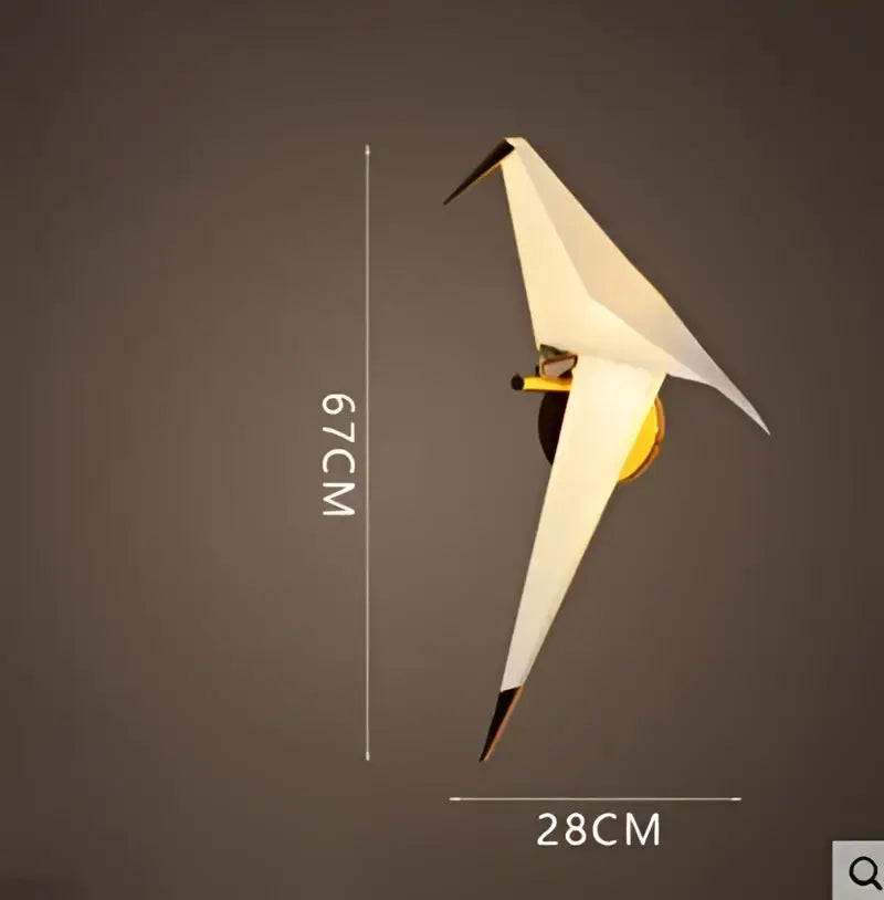 Origami white & gold crane chandelier iron led light for bedroom
