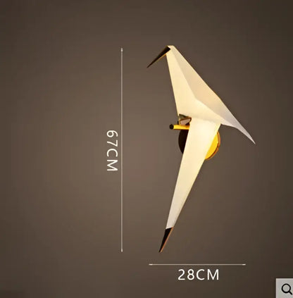 Origami white & gold crane chandelier iron led light for bedroom