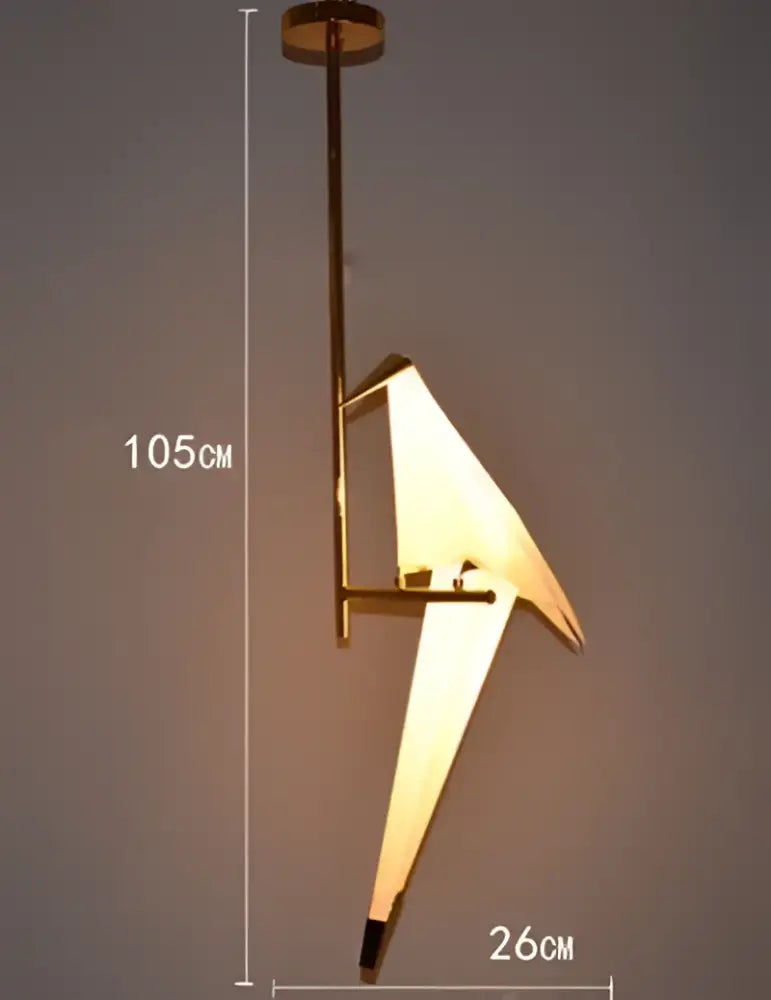 Origami white & gold crane chandelier iron led light for bedroom