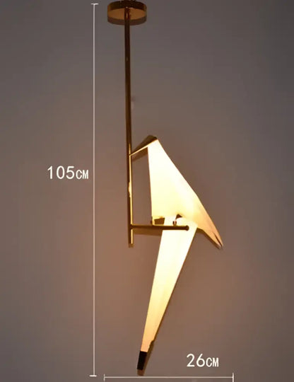 Origami white & gold crane chandelier iron led light for bedroom
