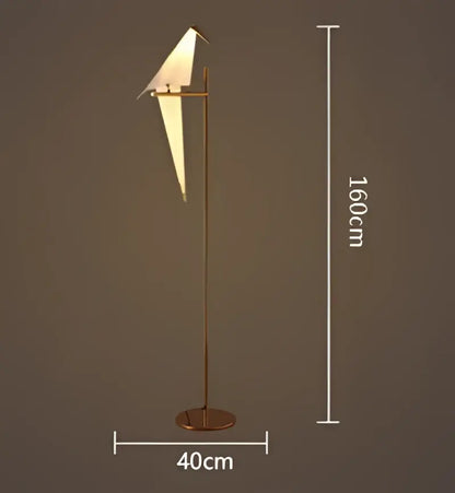 Origami white & gold crane chandelier iron led light for bedroom