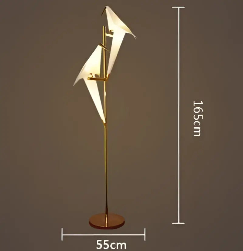 Origami white & gold crane chandelier iron led light for bedroom