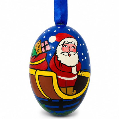 Santa Riding Wooden Christmas Ornament