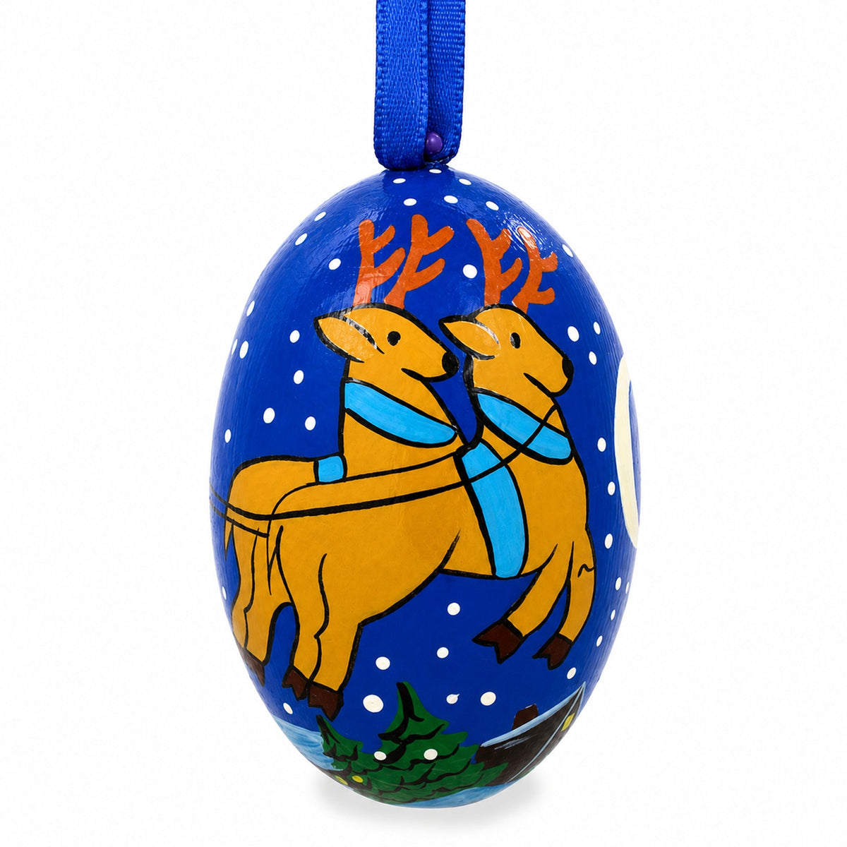 Santa Riding Wooden Christmas Ornament