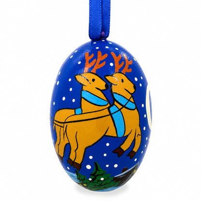 Santa Riding Wooden Christmas Ornament