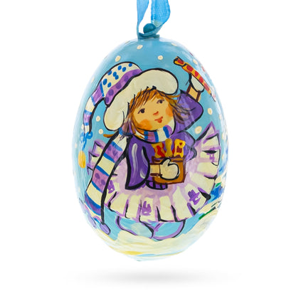 Girl Giving Candy to Squirrel Wooden Christmas Ornament