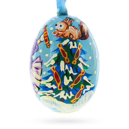 Girl Giving Candy to Squirrel Wooden Christmas Ornament