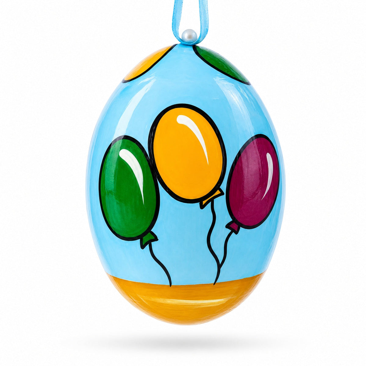 Labrador Retriever Dog with Balloons Wooden Christmas Ornament 3 Inches