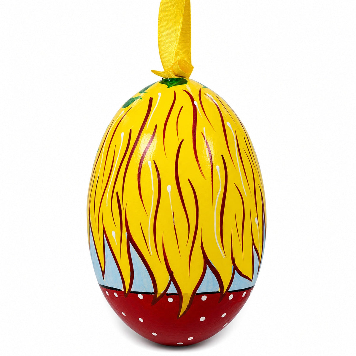 Doll with Sunflower Wooden Egg Ornament 3 Inches