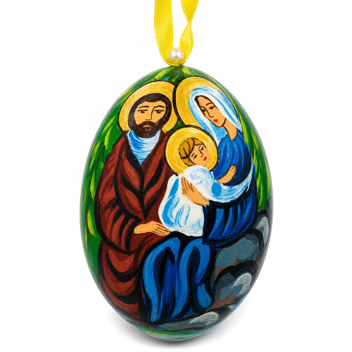 Mary with Joseph and Jesus Wooden Christmas Ornament 3 Inches