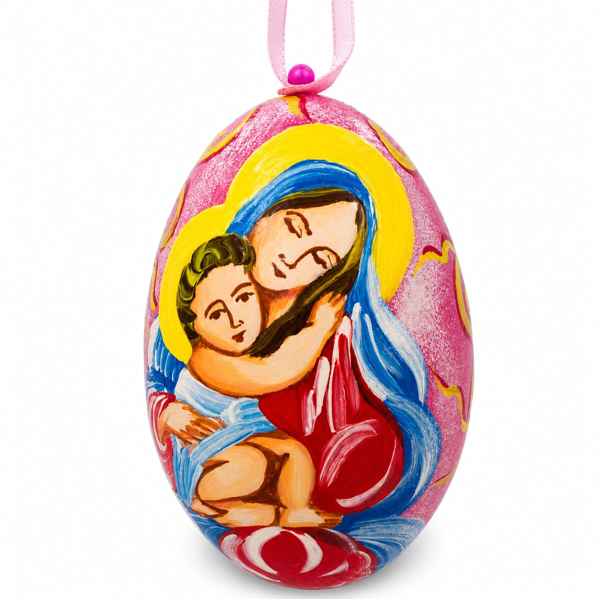 Mary and Jesus Wooden Christmas Ornament 3 Inches