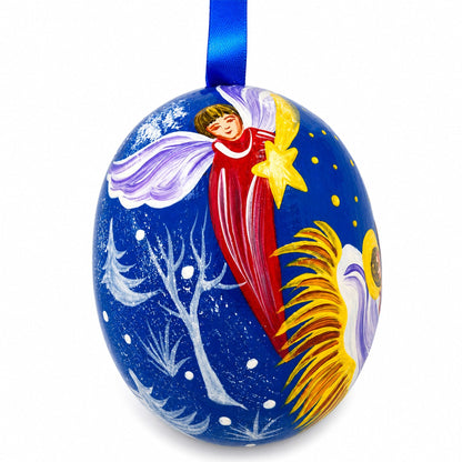 Mary Overlooking Jesus Wooden Christmas Ornament 3 Inches
