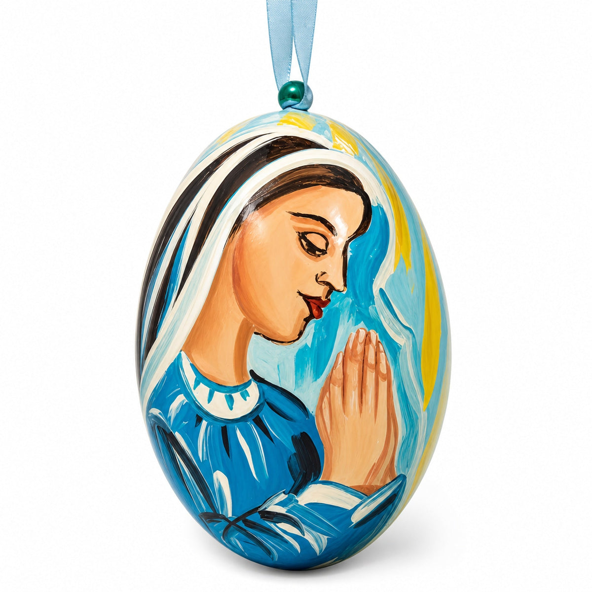 Virgin Mary Nativity Scene Wooden Christmas Ornament 3 Inches