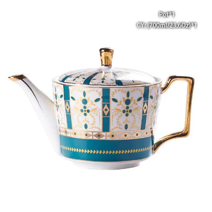 Ornate 18th century scene bone china tea pot dining room porcelain