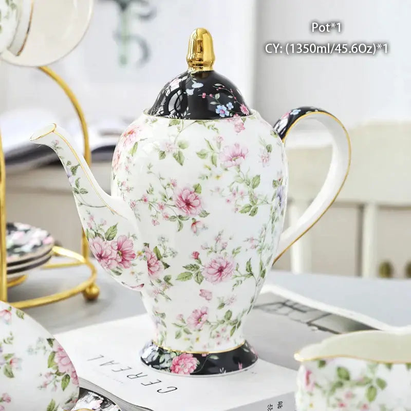 Ornate 18th century scene bone china tea pot dining room porcelain