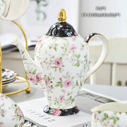 Ornate 18th century scene bone china tea pot dining room porcelain