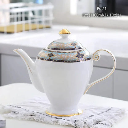 Ornate 18th century scene bone china tea pot dining room porcelain