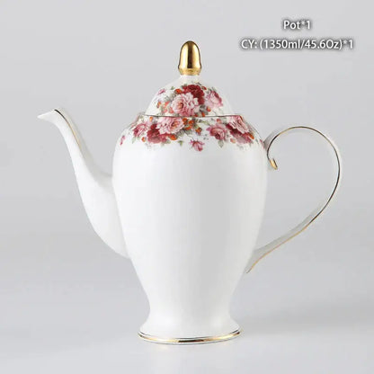 Ornate 18th century scene bone china tea pot dining room porcelain