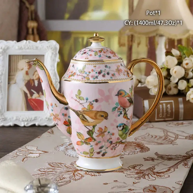 Ornate 18th century scene bone china tea pot dining room porcelain