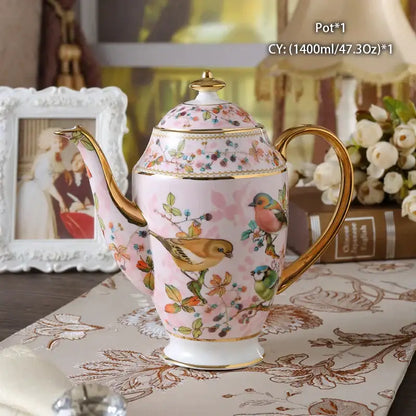 Ornate 18th century scene bone china tea pot dining room porcelain