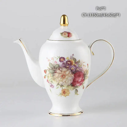 Ornate 18th century scene bone china tea pot dining room porcelain