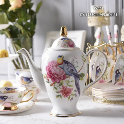 Ornate 18th century scene bone china tea pot dining room porcelain