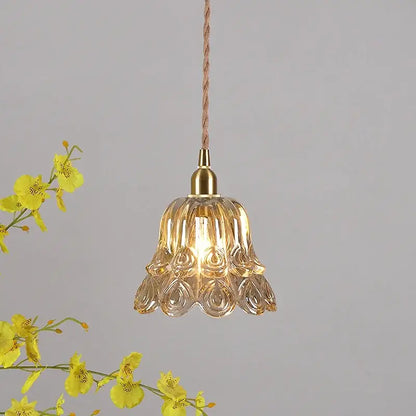 Ornate amber copper led pendant light for café and dining room