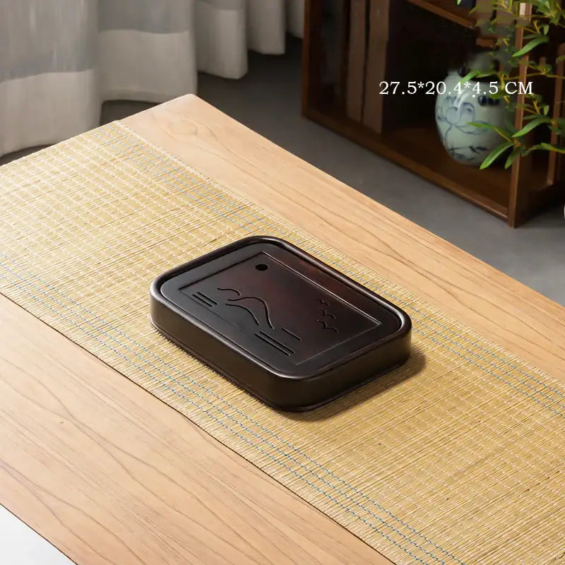 Ornate black bamboo tea tray dining room water storage drainage