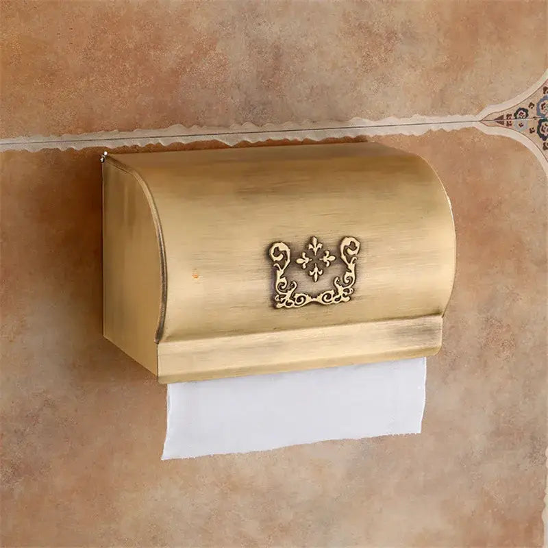 Ornate black carved aluminum toilet paper holder bathroom rack