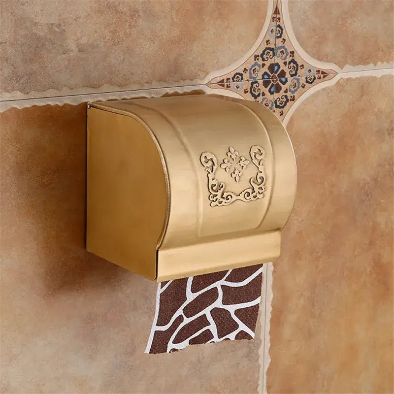 Ornate black carved aluminum toilet paper holder bathroom rack