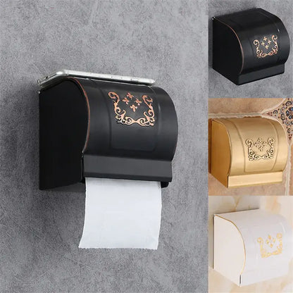 Ornate black carved aluminum toilet paper holder bathroom rack