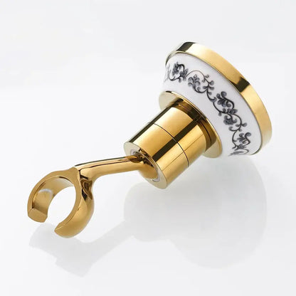 Ornate black & white ceramic handheld shower mount – bathroom accessory
