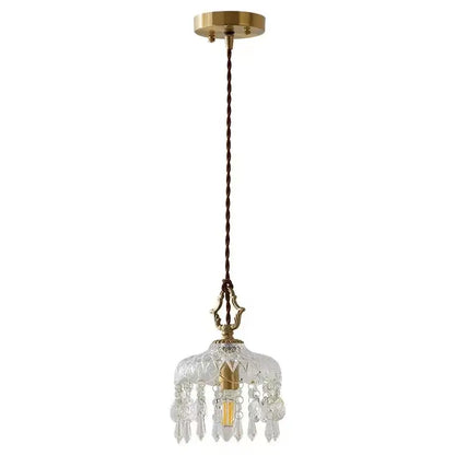 Ornate brass and crystal glass led pendant lights for bedroom