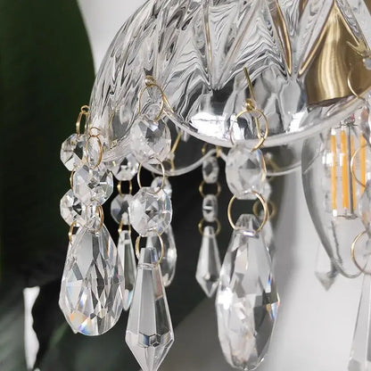 Ornate brass and crystal glass led pendant lights for bedroom