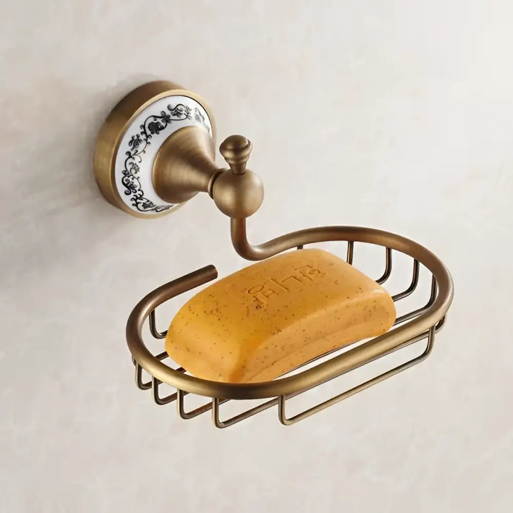 Ornate brass and white ceramic bath hardware set bathroom accessories