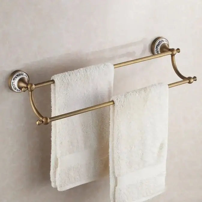 Ornate brass and white ceramic bath hardware set bathroom accessories