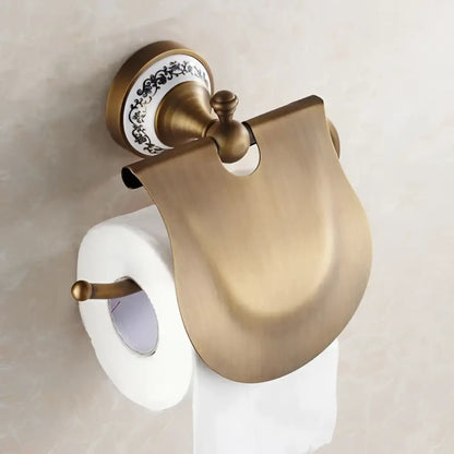 Ornate brass and white ceramic bath hardware set bathroom accessories